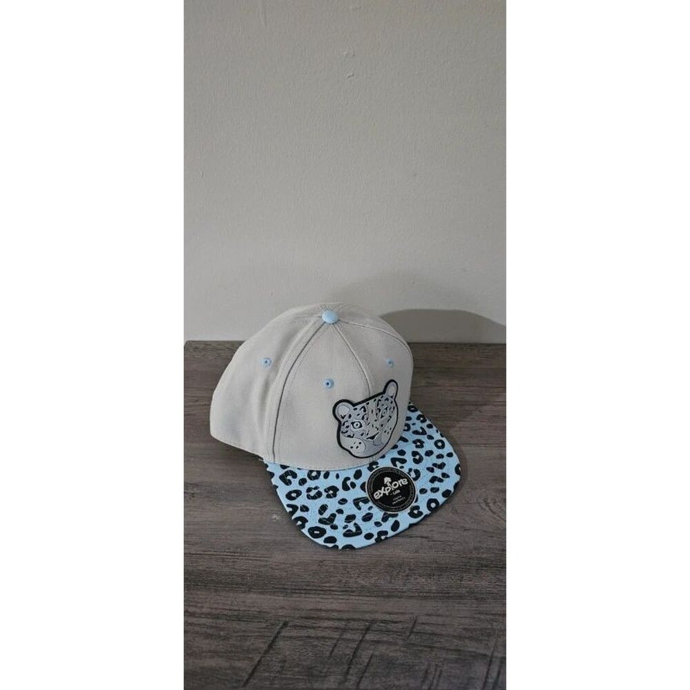 Explore Youth Snow Leopard Snapback Hat Youth Hat Cream Blue